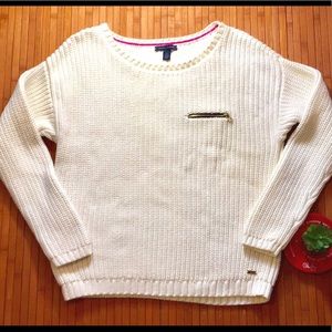 Tommy Hilfiger White Sweater with Zipper Detail